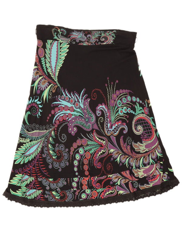 Desigual Womens A-Line Skirt Medium W30 Black Paisley Viscose