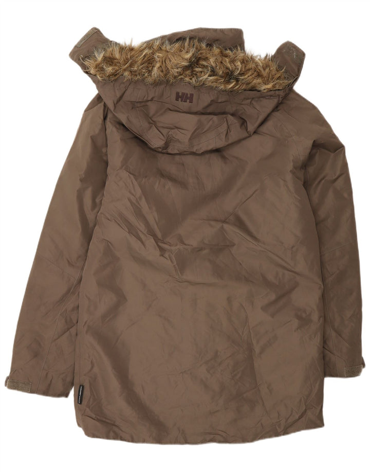Helly Hansen Mens Hooded Parka Jacket UK 38 Medium Brown Polyester