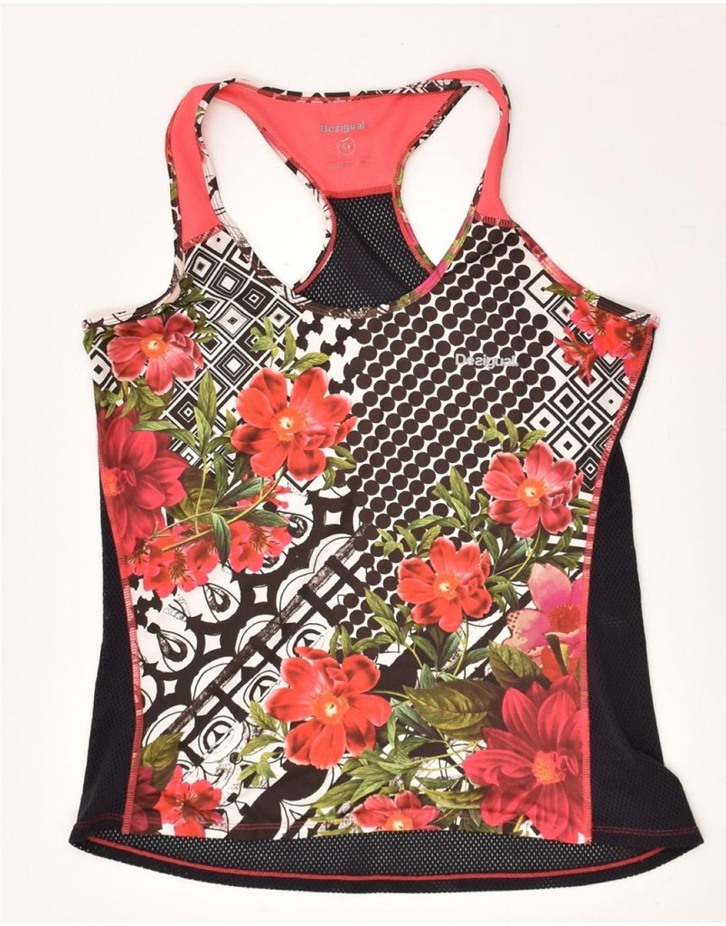 DESIGUAL Womens Graphic Vest Top UK 18 XL Black Floral | Vintage Desigual | Thrift | Second-Hand Desigual | Used Clothing | Messina Hembry 