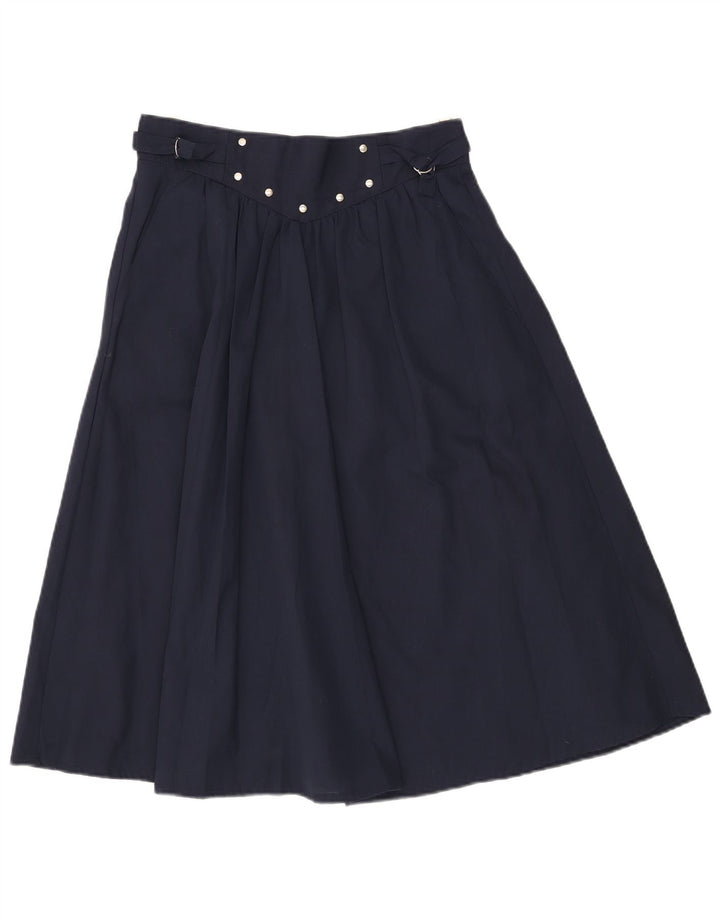 Vintage Womens A-Line Skirt IT 42 Medium W29 Navy Blue Polyester