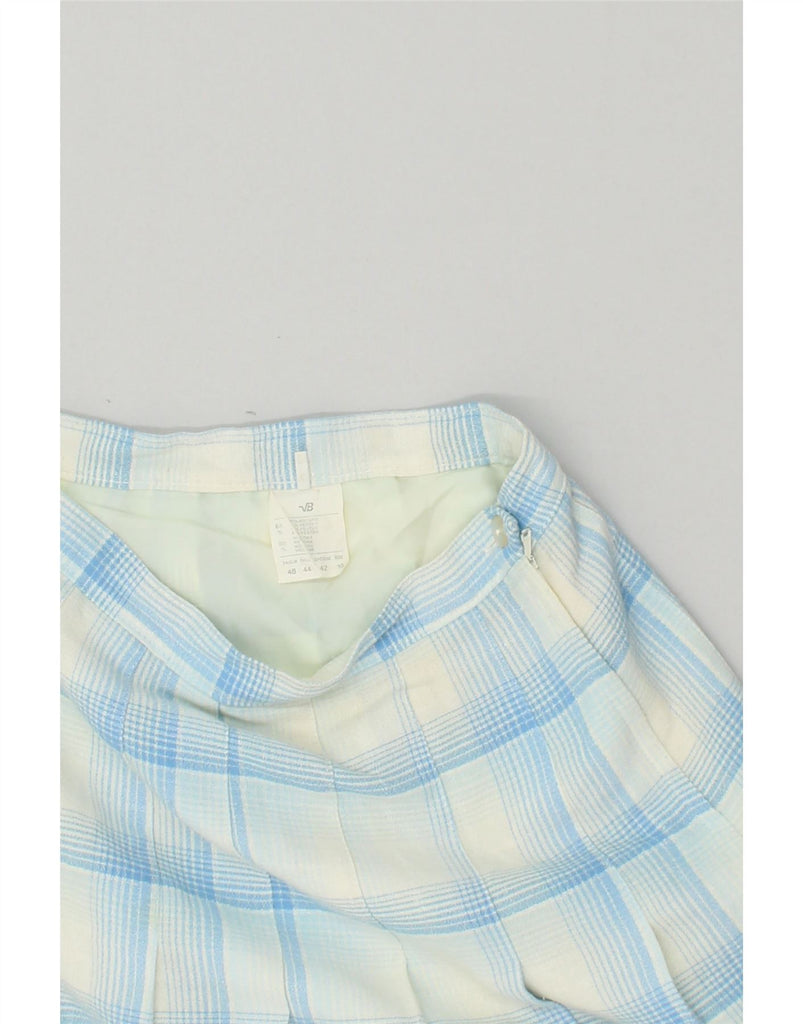 VINTAGE Womens A-Line Skirt UK 16 Large W28 Blue Check Polyester | Vintage Vintage | Thrift | Second-Hand Vintage | Used Clothing | Messina Hembry 