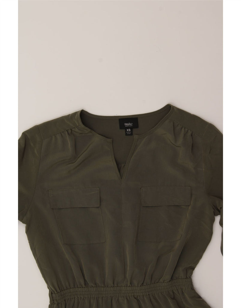 MOSSIMO Womens Long Sleeve A-Line Dress UK 6 XS Khaki Polyester Vintage Mossimo and Second-Hand Mossimo from Messina Hembry 