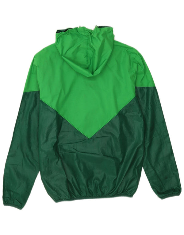 Adidas Mens Hooded Rain Jacket UK 34 XS Green Colourblock Polyester