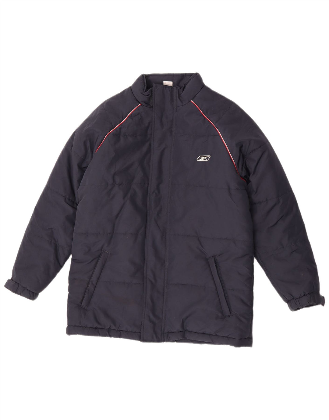 Reebok Boys Graphic Hooded Padded Jacket 13-14 Years XL Navy Blue Polyester