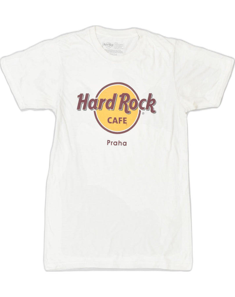 HARD ROCK CAFE Mens Praha Graphic T-Shirt Top Small White Cotton | Vintage | Thrift | Second-Hand | Used Clothing | Messina Hembry 