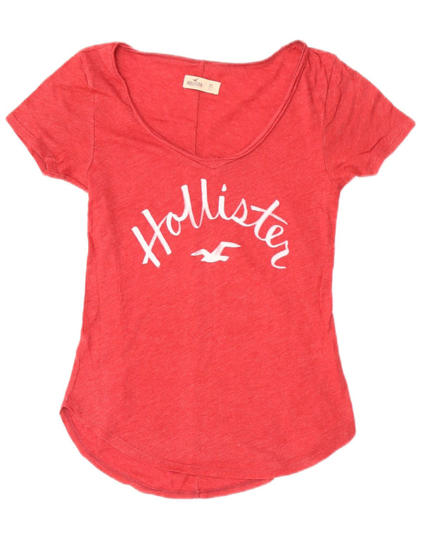 Hollister Womens Graphic T-Shirt Top UK 4 XS Red
