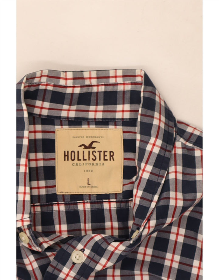 Hollister Mens Shirt Large Navy Blue Check Cotton