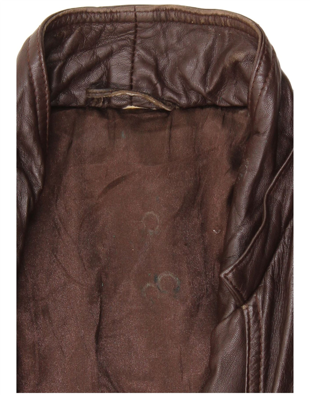 VINTAGE Womens Leather Coat UK 14 Large Brown Leather