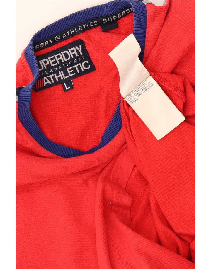 Superdry Mens Graphic T-Shirt Top Large Red Colourblock Cotton