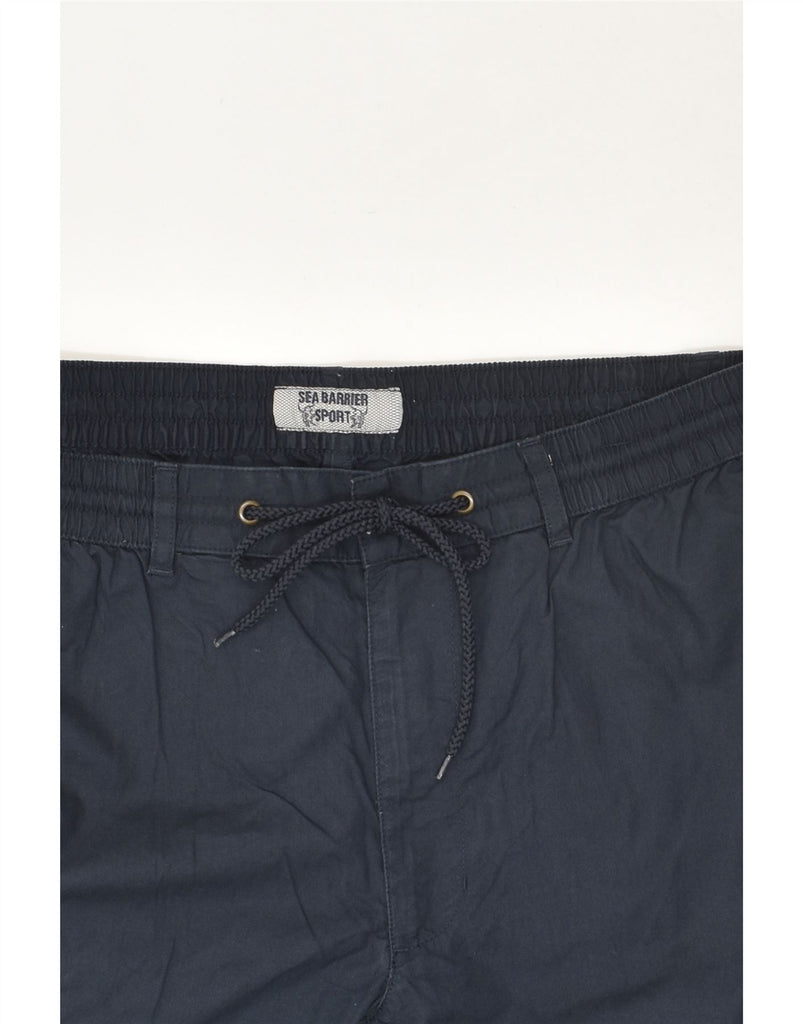 SEA BARRIER Mens Straight Cargo Trousers XL W38 L33  Navy Blue Cotton | Vintage Sea Barrier | Thrift | Second-Hand Sea Barrier | Used Clothing | Messina Hembry 