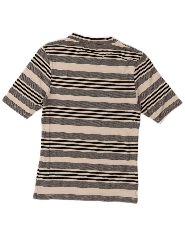 Topshop Womens T-Shirt Top UK 12 Medium  White Striped Viscose