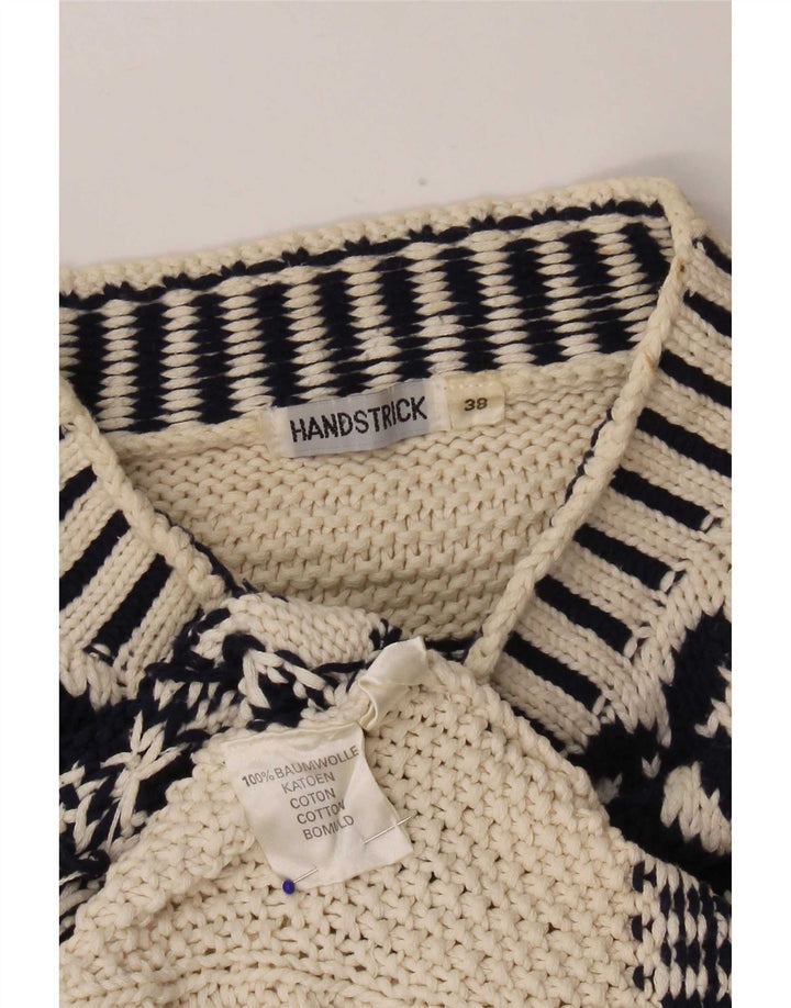 Vintage Womens Turtle Neck Jumper Sweater EU 38 Medium Off White Geometric