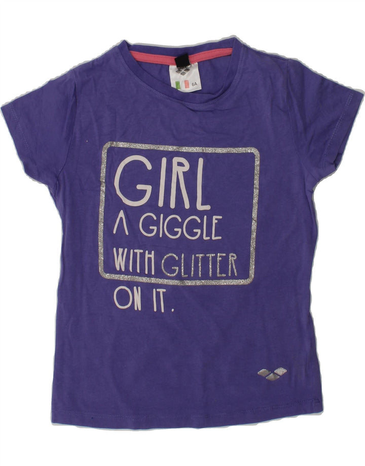 ARENA Girls Graphic T-Shirt Top 5-6 Years Purple Cotton | Vintage Arena | Thrift | Second-Hand Arena | Used Clothing | Messina Hembry 