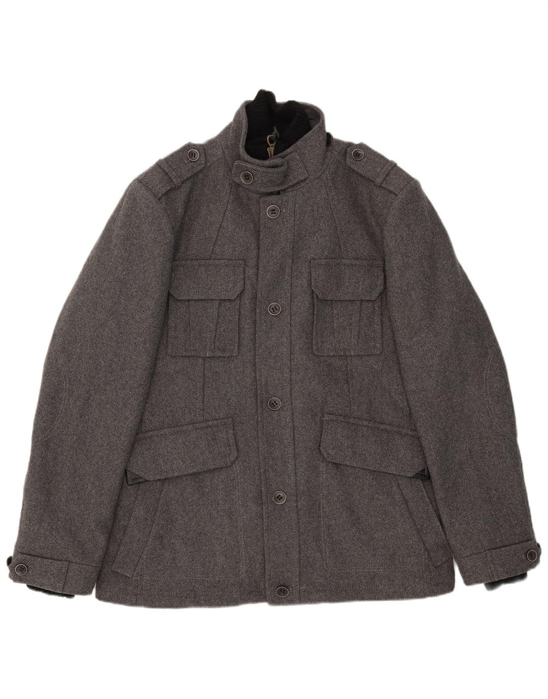 Esprit Mens Military Jacket UK 42 XL Grey Wool