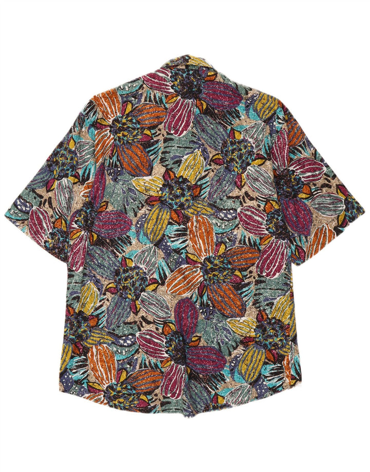 Bonne Terre Mens Short Sleeve Shirt Medium Multicoloured Floral Cotton