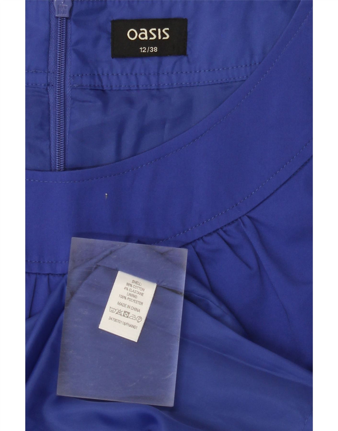 OASIS Womens Sheath Dress UK 12 Medium Navy Blue Cotton