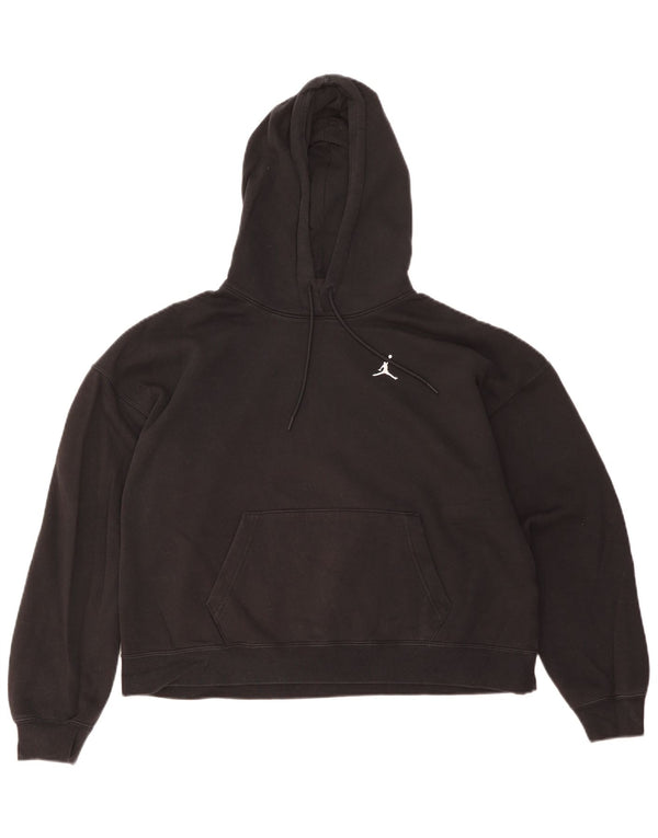 Jordan Womens Oversized Hoodie Jumper UK 10 Small Black Cotton