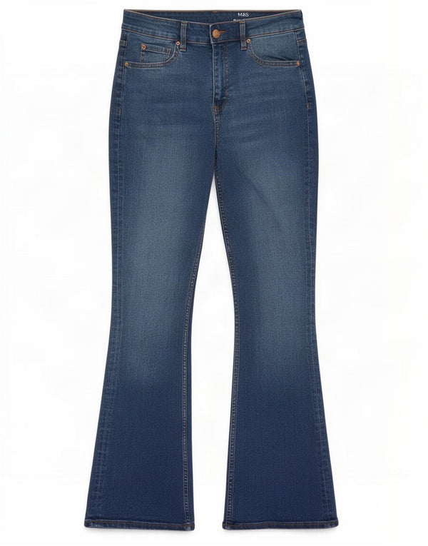 Marks & Spencer Womens Eva Bootcut Jeans UK 12 Medium W30 L30 Blue Cotton