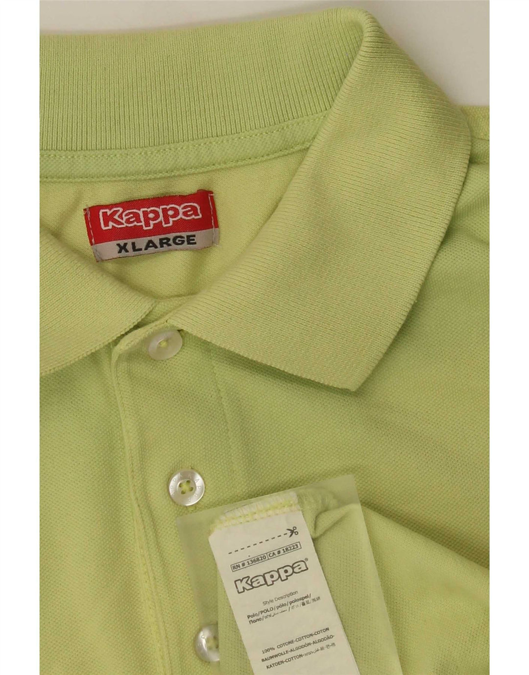 Kappa Mens Polo Shirt XL Green Cotton