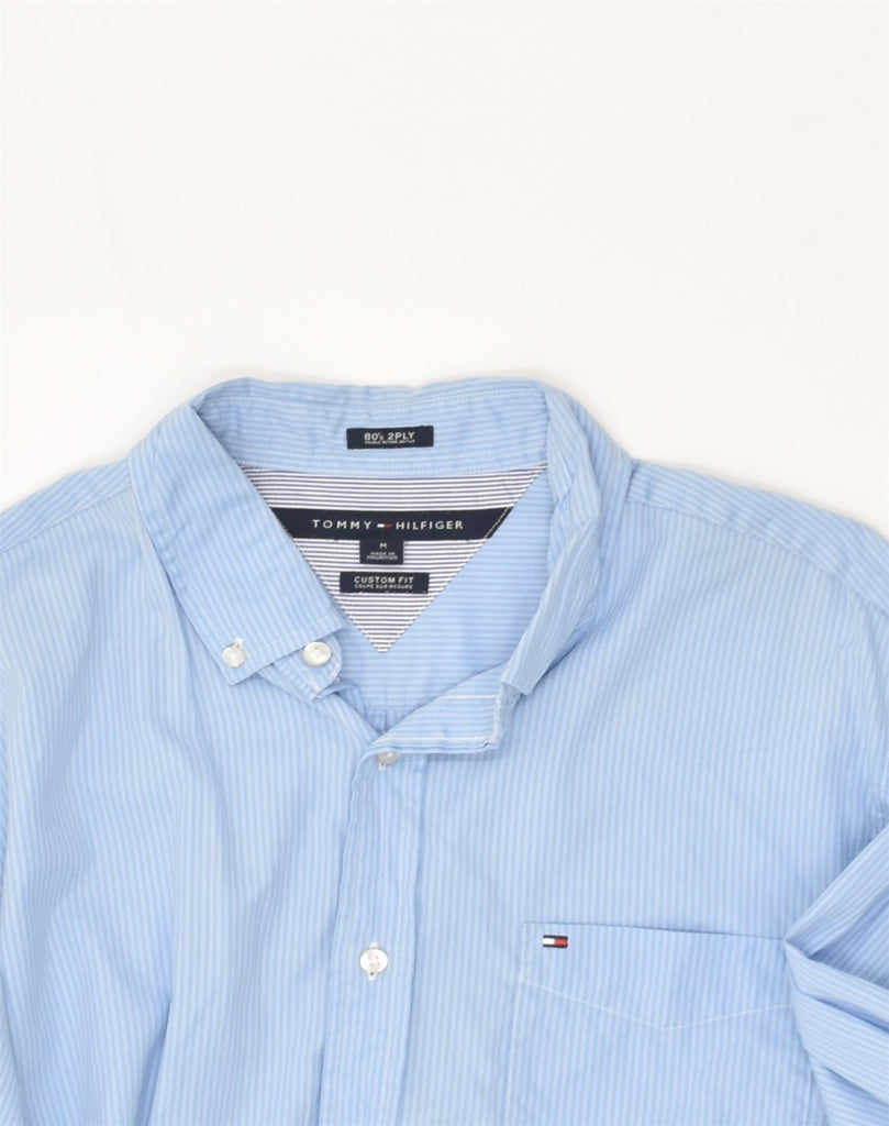 TOMMY HILFIGER Mens Custom Fit Shirt Medium Blue Striped Cotton | Vintage Tommy Hilfiger | Thrift | Second-Hand Tommy Hilfiger | Used Clothing | Messina Hembry 