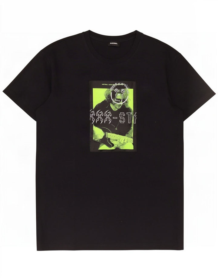 Diesel Mens Graphic T-Shirt Top 2XL Black Cotton