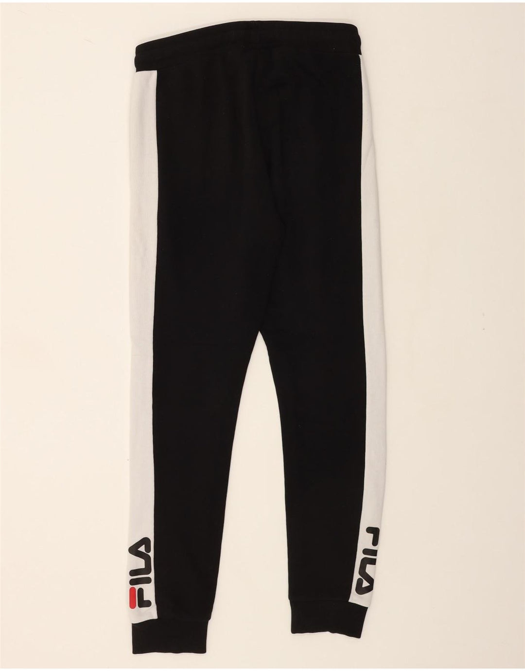 FILA Mens Graphic Tracksuit Trousers Joggers Small Black Colourblock Vintage Fila and Second-Hand Fila from Messina Hembry 