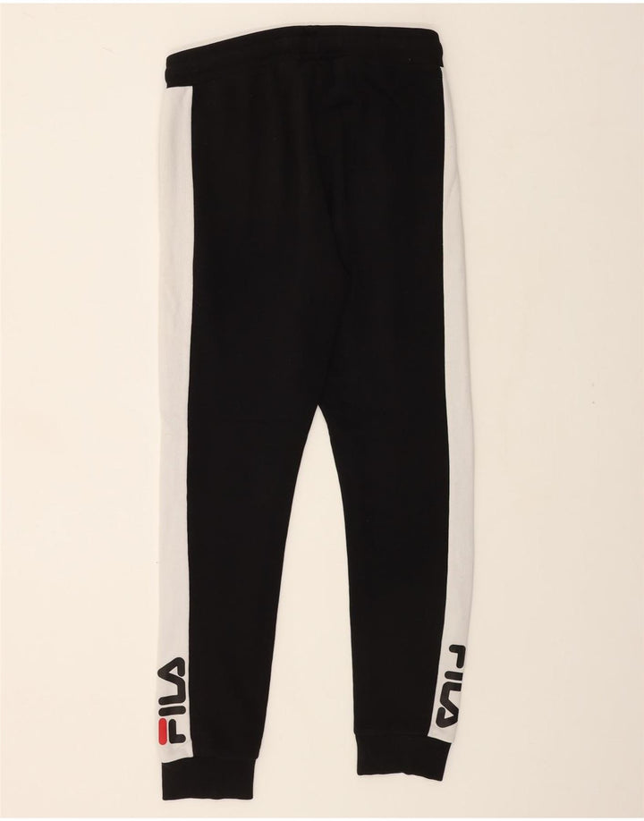 FILA Mens Graphic Tracksuit Trousers Joggers Small Black Colourblock Vintage Fila and Second-Hand Fila from Messina Hembry 