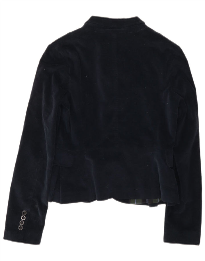 Gant Womens 3 Button Velvet Blazer Jacket UK 10 Small Navy Blue Cotton