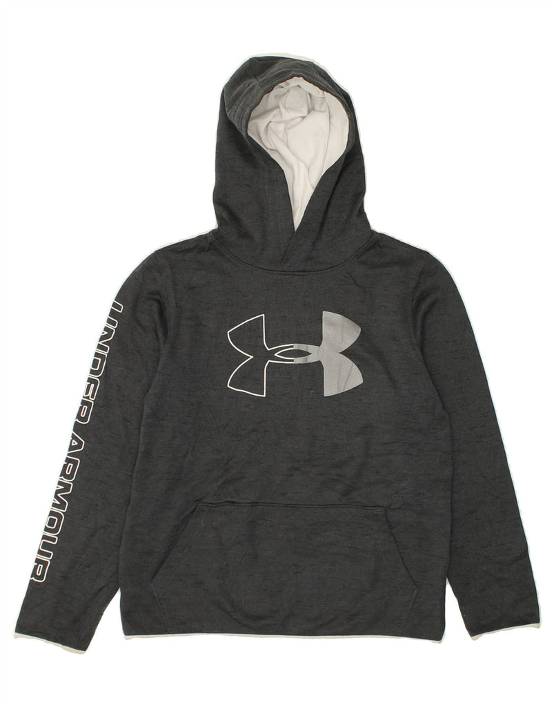 UNDER ARMOUR Boys Cold Gear Graphic Hoodie Jumper 11-12 Years Large Grey | Vintage Under Armour | Thrift | Second-Hand Under Armour | Used Clothing | Messina Hembry 