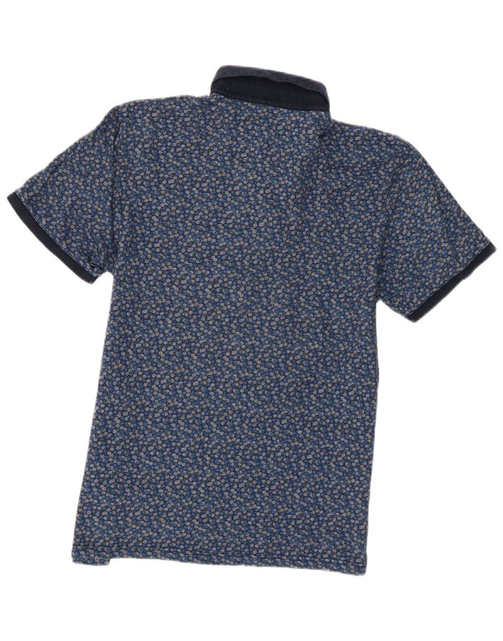 Ted Baker Mens Polo Shirt Size 4 Large Blue Floral Cotton