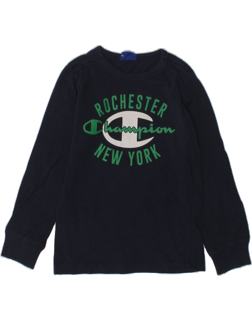 CHAMPION Boys Graphic Top Long Sleeve 3-4 Years 2XS Navy Blue | Vintage Champion | Thrift | Second-Hand Champion | Used Clothing | Messina Hembry 