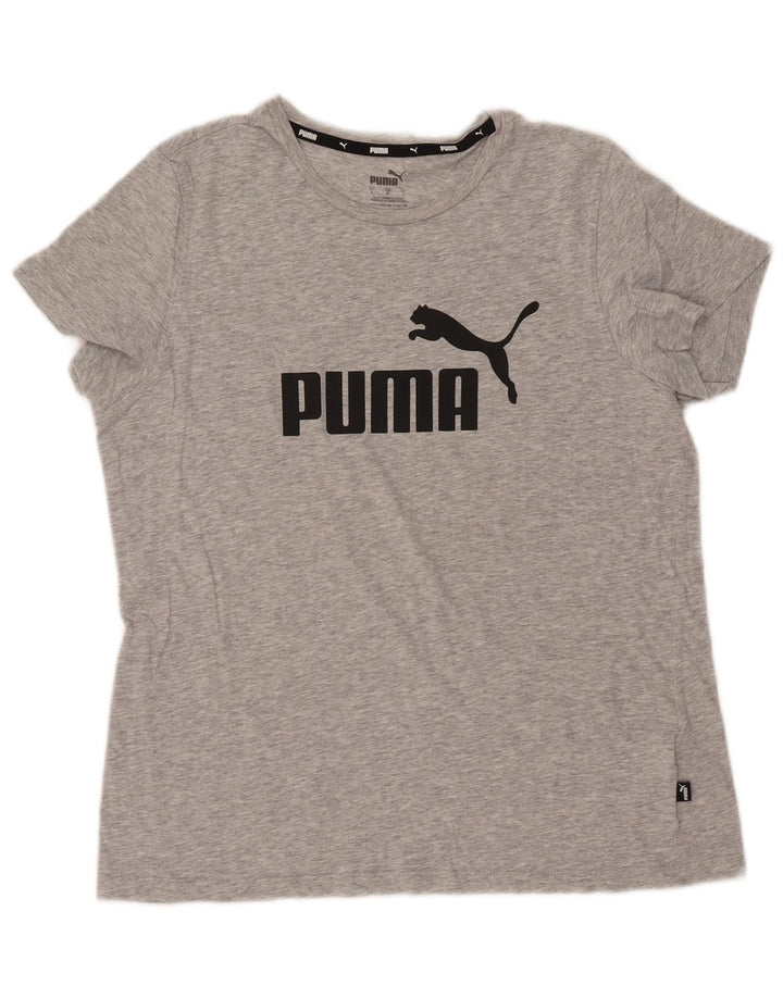 PUMA Womens Graphic T-Shirt Top UK 16 Large Grey Cotton