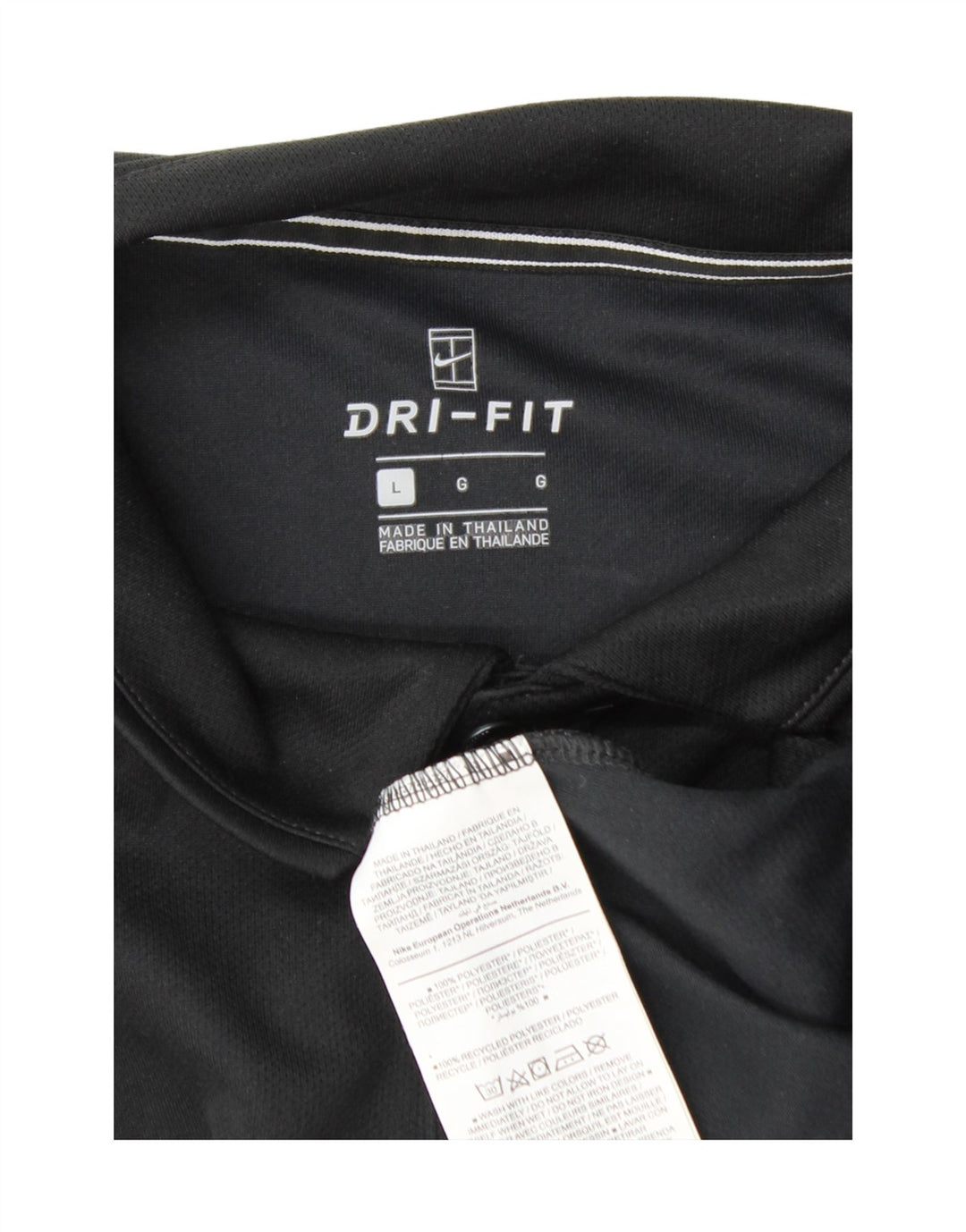 Nike Mens Dri Fit Polo Shirt Large Black Polyester