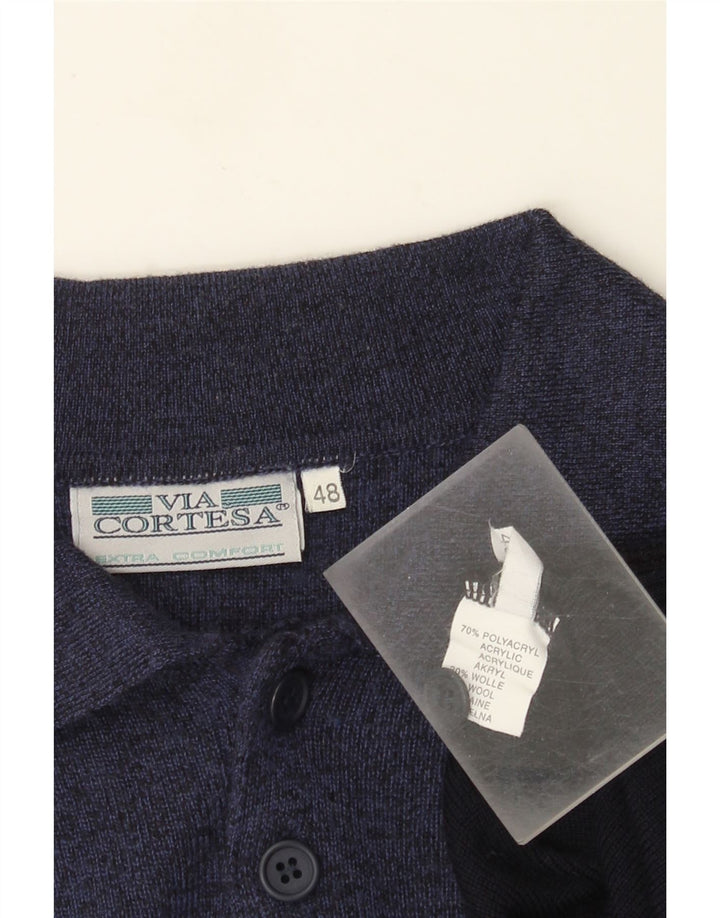 Via Cortesa Mens Polo Neck Jumper Sweater IT 48 Medium Navy Blue