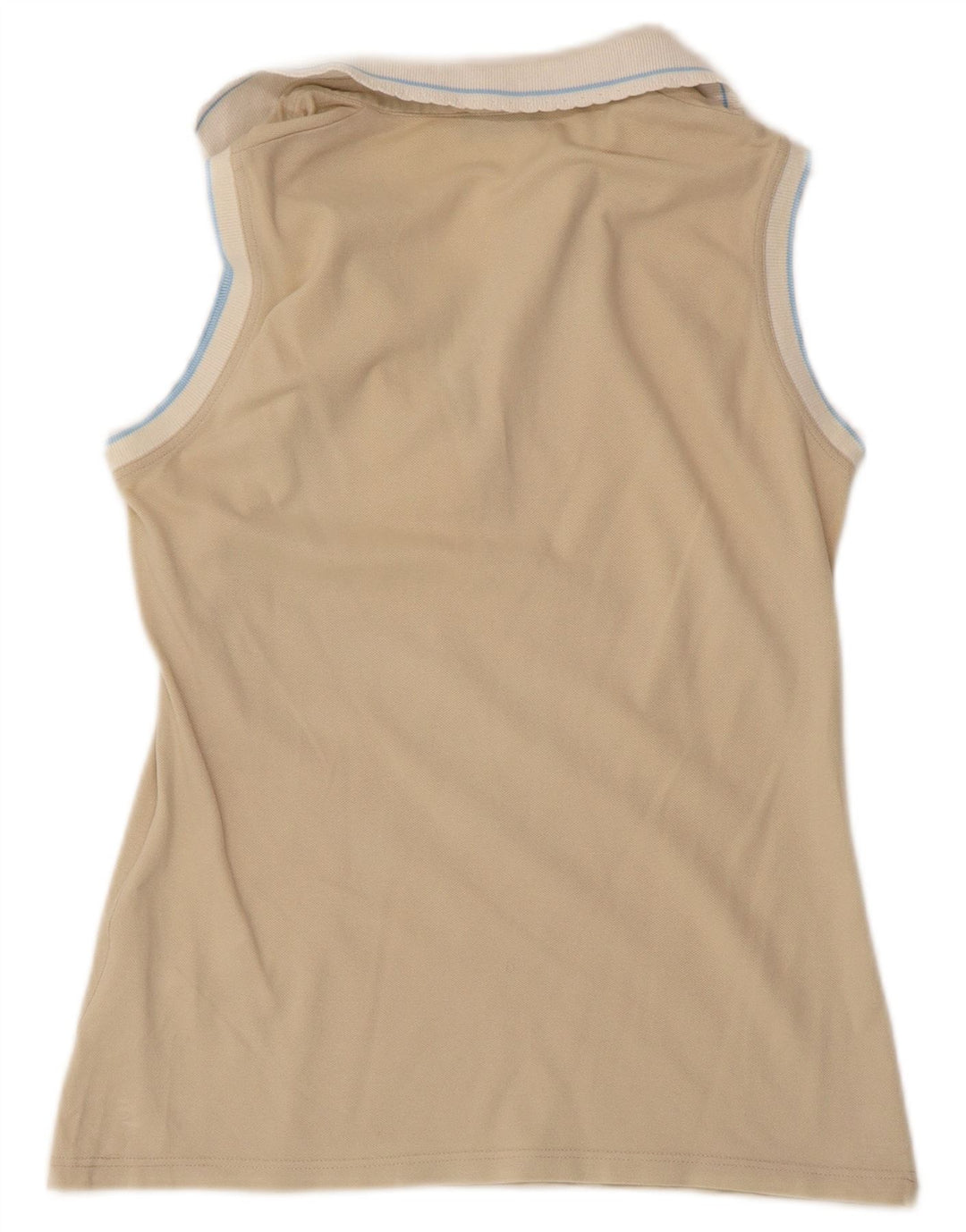 FRED PERRY Womens Ruffle Front Polo Shirt UK 14 Large Beige Colourblock