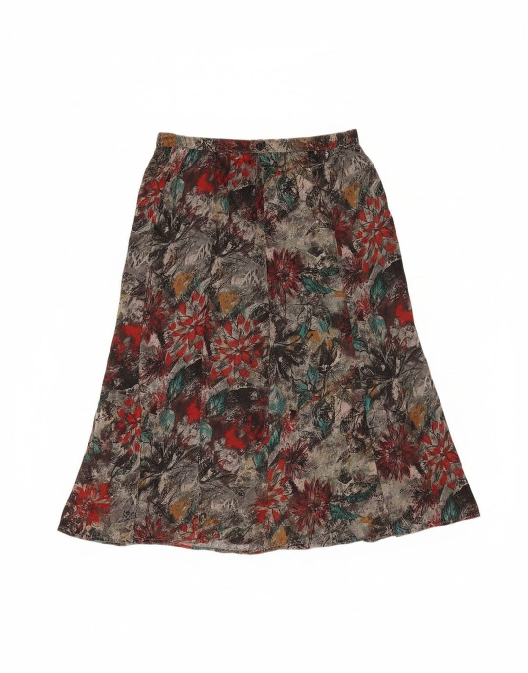 VINTAGE Womens A-Line Skirt Large W32  Grey Floral Polyester