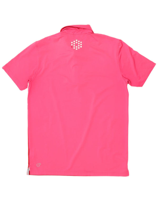 Puma Mens Abstract Pattern Polo Shirt Medium Pink Polyester