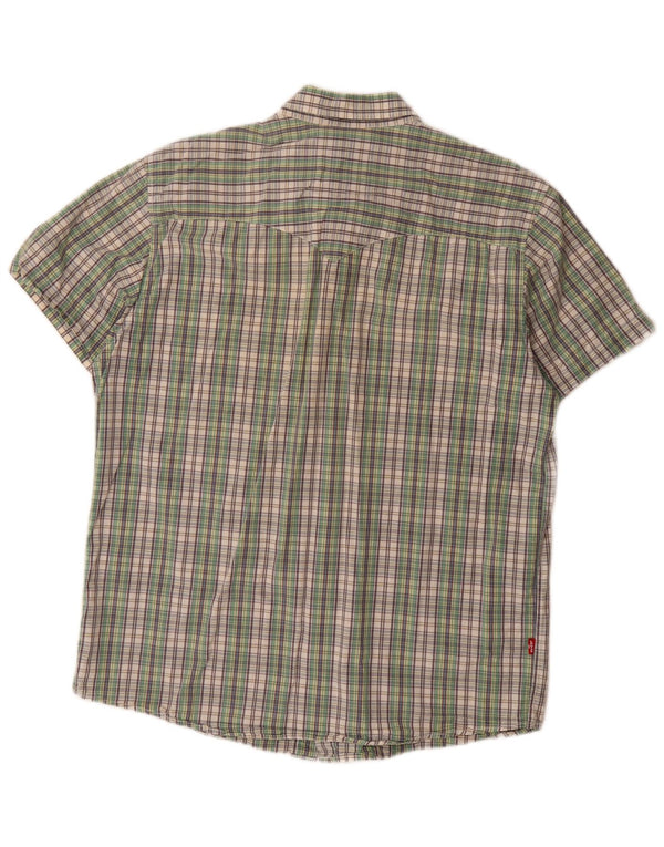 Levi's Mens Short Sleeve Classic Fit Shirt XL Green Check Cotton