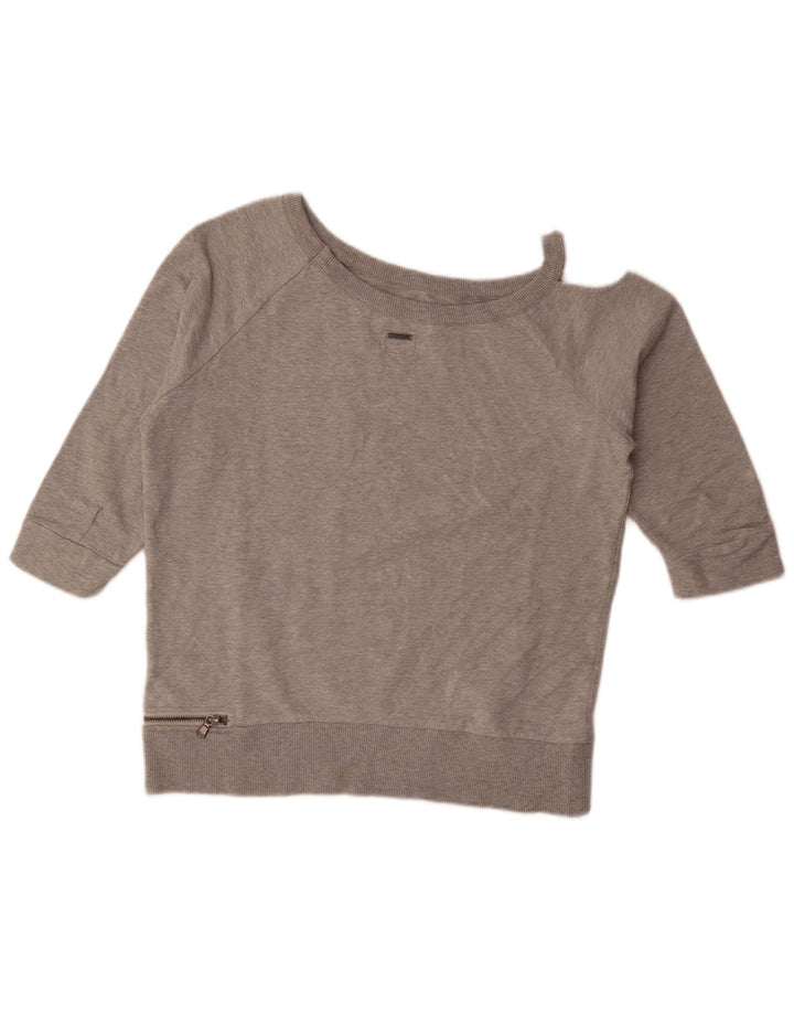 Diesel Womens 3/4 Sleeve One Shoulder Top UK 14 Medium Grey