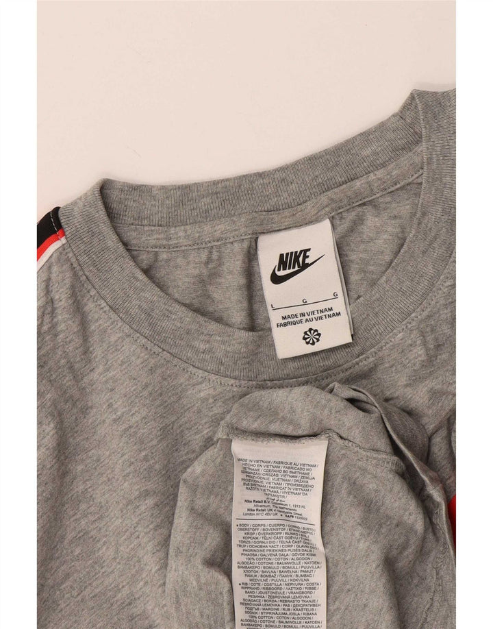 Nike Mens Graphic T-Shirt Top Large Grey Colourblock Cotton