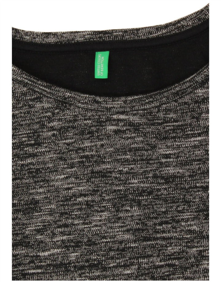 Benetton Womens Longline T-Shirt Top UK 14 Medium Black Flecked