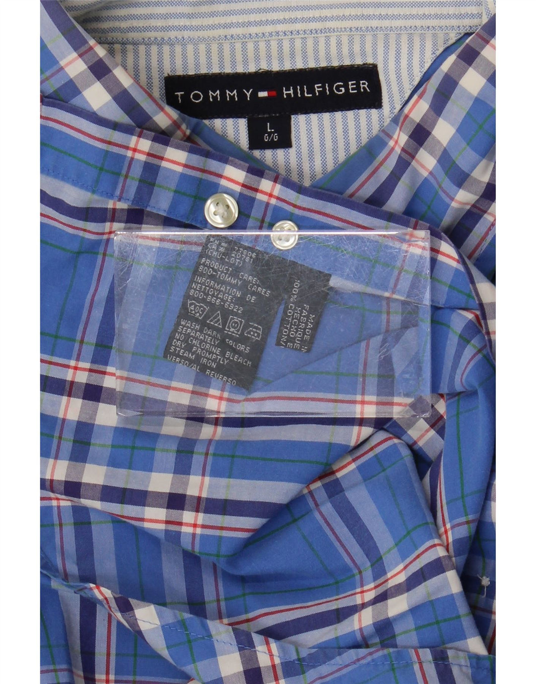 TOMMY HILFIGER Mens Shirt Large Blue Check Cotton
