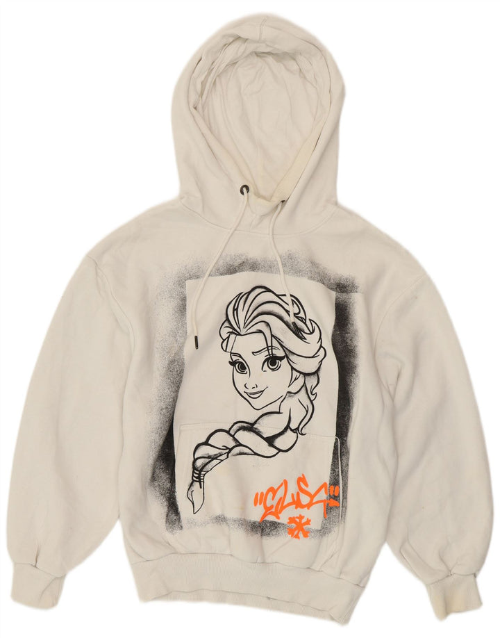 ZARA Womens Frozen Graphic Hoodie Jumper UK 10 Small White