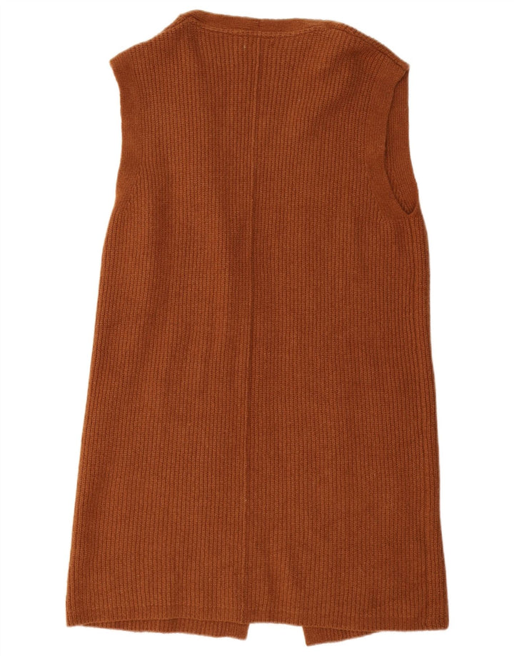 Fat Face Womens Longline Sleeveless Cardigan Sweater UK 14 Medium Brown