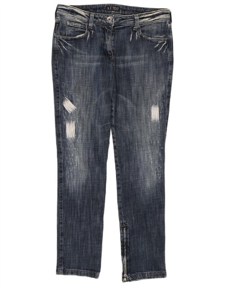 Armani Womens Distressed Slim Jeans W29 L29 Navy Blue