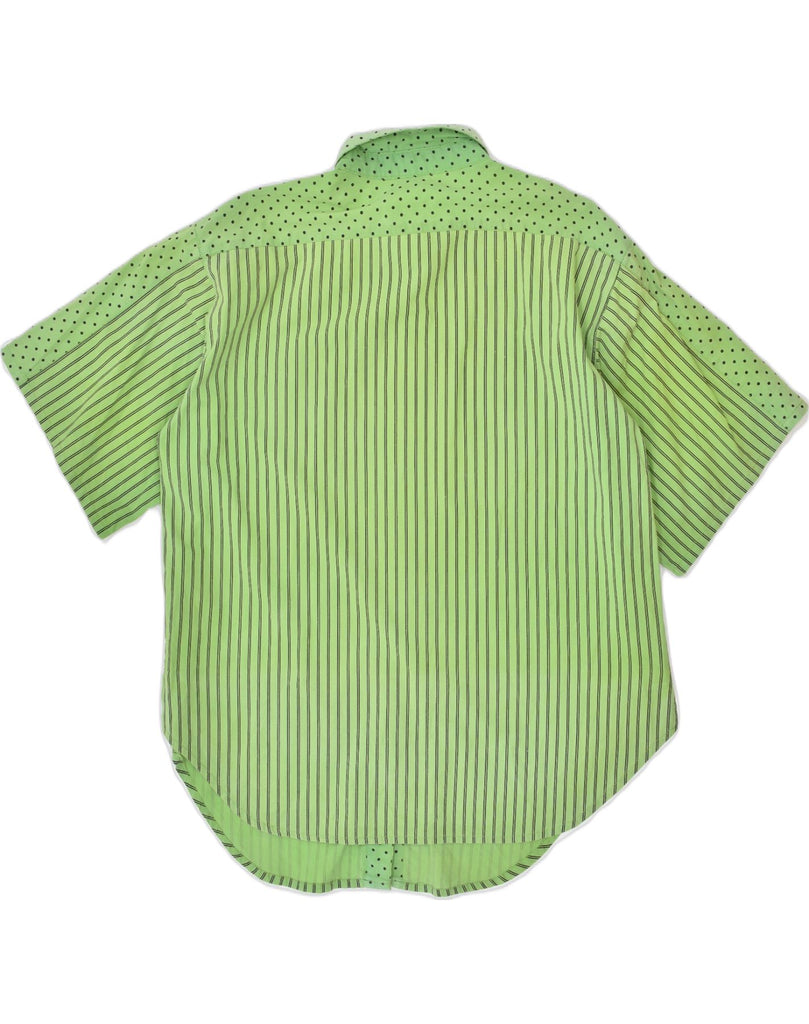 VINTAGE Womens Short Sleeve Shirt EU 40/42 Medium Green Striped Cotton | Vintage | Thrift | Second-Hand | Used Clothing | Messina Hembry 