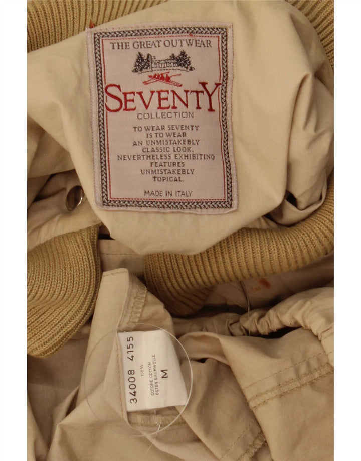 Seventy Mens Bomber Jacket UK 38 Medium Beige Cotton