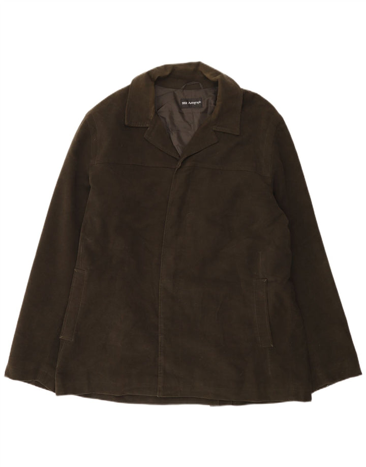 Marks & Spencer Mens Autograph Open Suede Jacket UK 42 XL Khaki