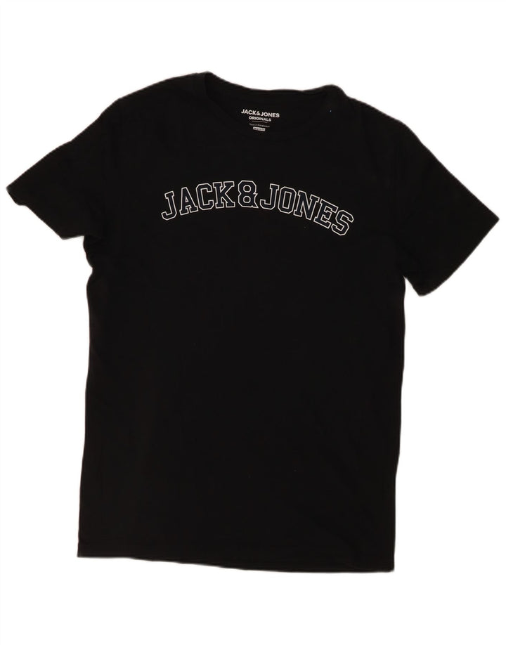 Jack & Jones Mens Regular Fit Graphic T-Shirt Top Medium Black Cotton