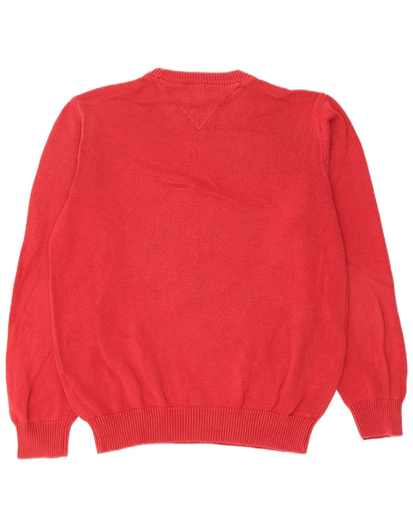 Tommy Hilfiger Mens Crew Neck Jumper Sweater Large Red Cotton